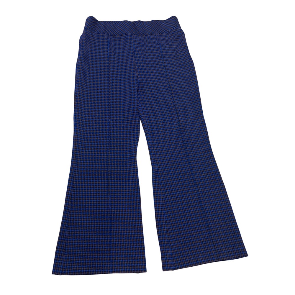 Spanx The Perfect Pantβ Wide Leg Houndstooth Blue Brown 2X Petite Pull On Career